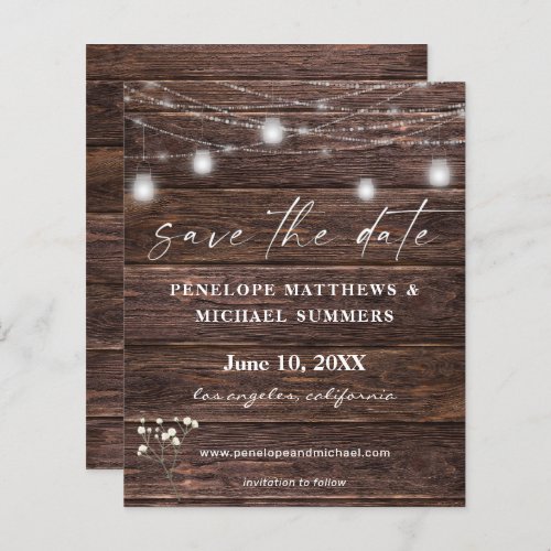 Budget Babys Breath Rustic Save the Date