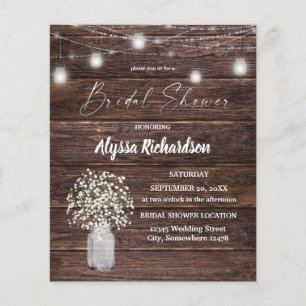 Budget Baby's Breath & String Light Bridal Shower Flyer