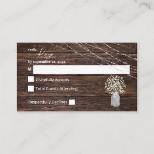 Budget Baby's Breath, Wood Floral 2SM No Meal RSVP Enclosure Card