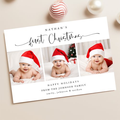 Budget Babys First Christmas Photo Holiday Card
