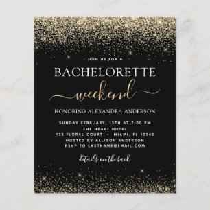 Budget Bachelorette Weekend Gold Modern Glitter Flyer