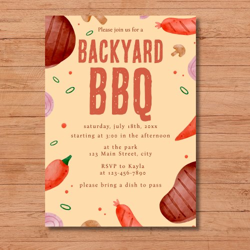 Budget Backyard BBQ Fathers Day Party Invitation