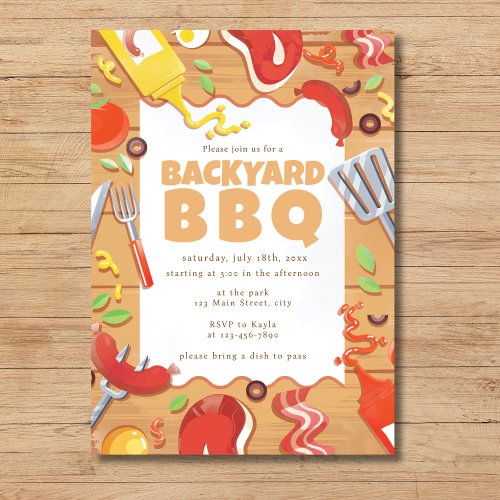 Budget Backyard Watercolor Simple Party Invitation