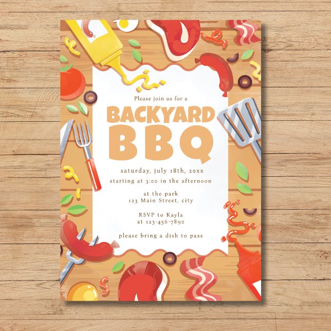 Budget Backyard Watercolor Simple Party Invitation (Creator Uploaded)