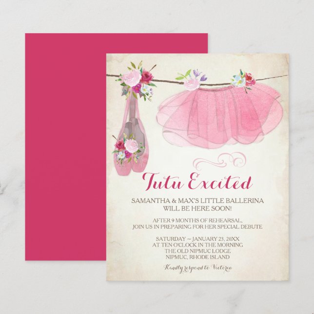 Budget Ballerina Baby Shower Invitation (Front/Back)