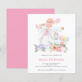 Budget Ballerina Pink Girl 4th Birthday Invitation (Front/Back)