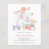 Budget Ballerina Pink Girl 4th Birthday Invitation (Front)