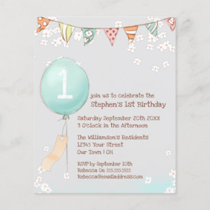 Budget Balloon Babies  1st Birthday  Invitation