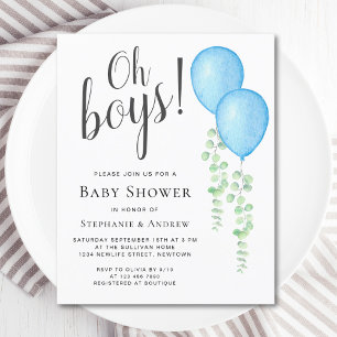 Budget Balloons Couple's Twins Baby Shower Invite
