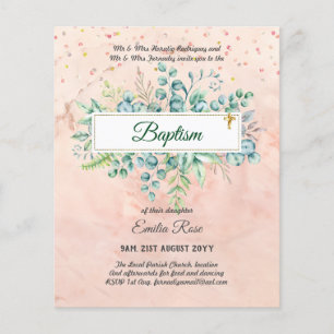 BUDGET Baptism Bautizo Bautismo GREENERY Invites Flyer
