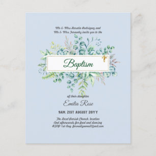 BUDGET Baptism Bautizo Bautismo GREENERY Invites Flyer