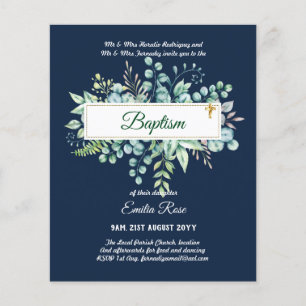BUDGET Baptism Bautizo Bautismo GREENERY Invites Flyer