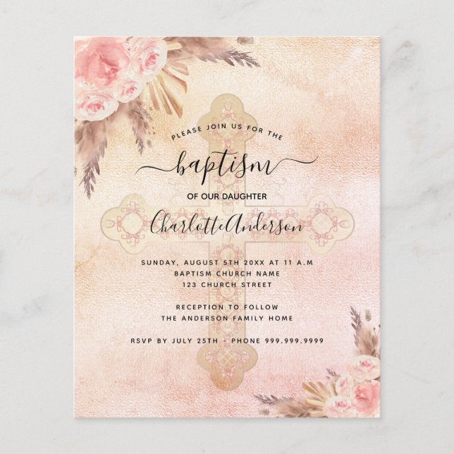 Budget baptism blush rose cross pampas grass (Front)