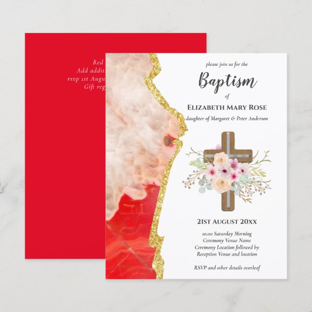 BUDGET Baptism Christening Bautizo Bautismo INVITE (Front/Back)