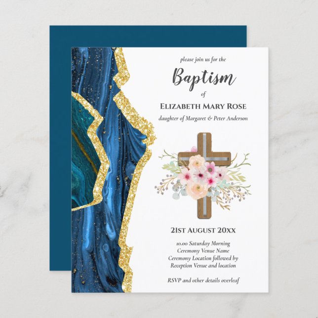 BUDGET Baptism Christening Bautizo Bautismo INVITE (Front/Back)