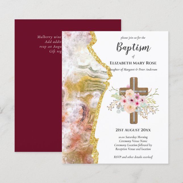 BUDGET Baptism Christening Bautizo Bautismo INVITE (Front/Back)