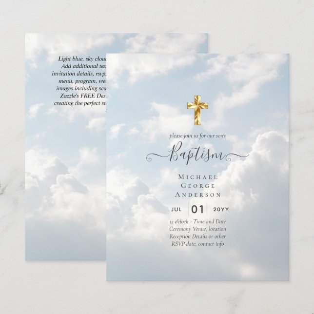 BUDGET Baptism Christening Communion INVITES (Front/Back)