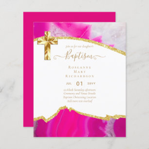 BUDGET BAPTISM CHRISTENING Invitation AGATE GOLD