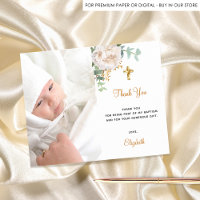 Budget baptism floral photo iQR code thank you