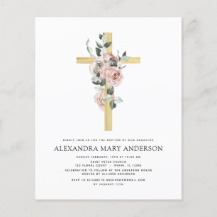 Budget Baptism Greenery Dusty Pink Rose Flyer