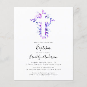 BUDGET Baptism Invitation Eucalyptus Cross