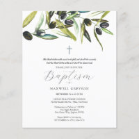 Budget Baptism Invitations Religious Olive Branch