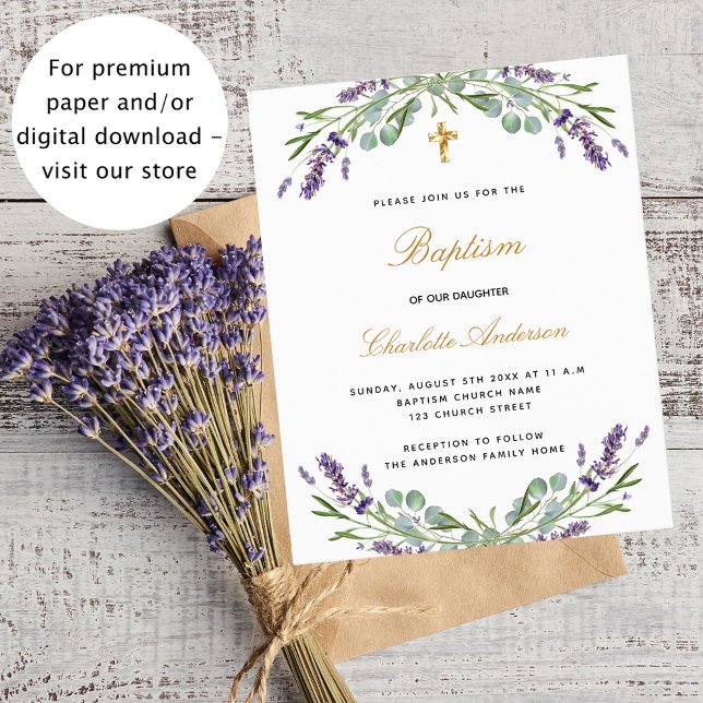 Budget baptism lavender eucalyptus invitation flyer (Creator Uploaded)