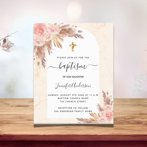 Budget Baptism pampas grass rose gold blush marble