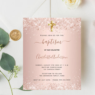 Budget baptism rose gold invitation