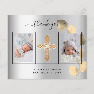 Budget baptism silver eucalyptus photo thank you