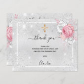 Budget Baptism silver pink photo girl thank you (Front/Back)