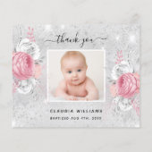 Budget Baptism silver pink photo girl thank you (Back)