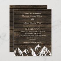 Budget Barn wood Mountains Wedding Invitation