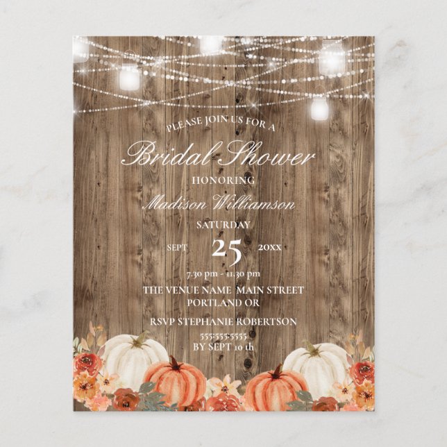 Budget Barn Wood  & Pumpkin Fall Bridal Shower (Front)