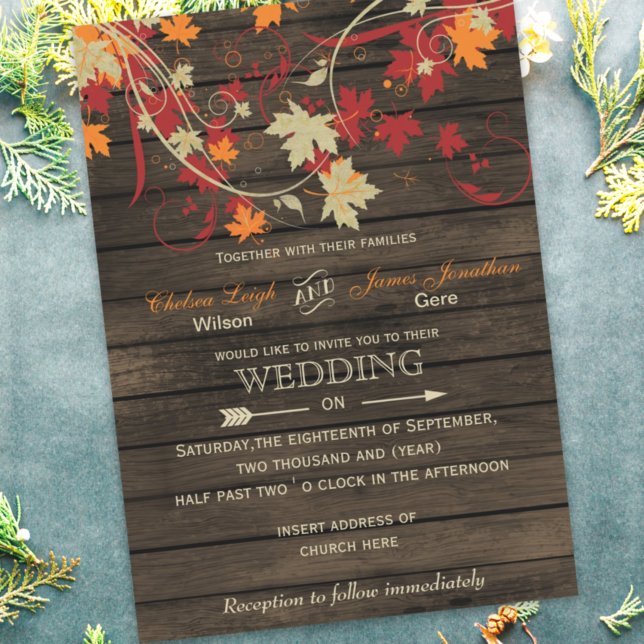 Budget Barn Wood Rustic Fall Wedding invitations (Creator Uploaded)