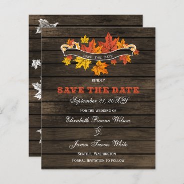 Budget Barn wood Rustic Fall Wedding Save The Date