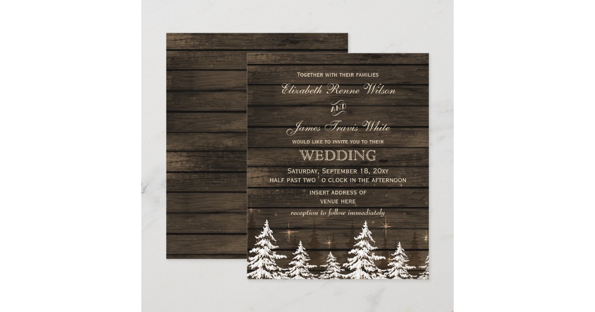 Budget Barn Wood Rustic Pine Wedding Invitation | Zazzle