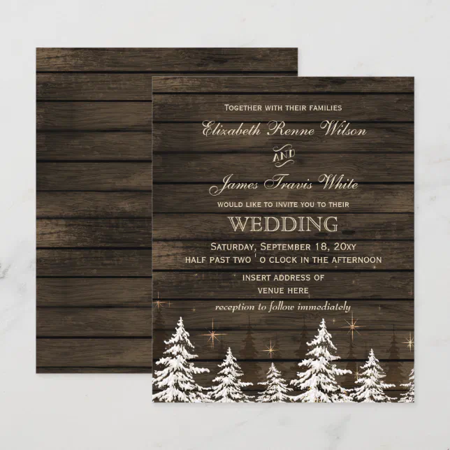 Budget Barn Wood Rustic Pine Wedding Invitation | Zazzle