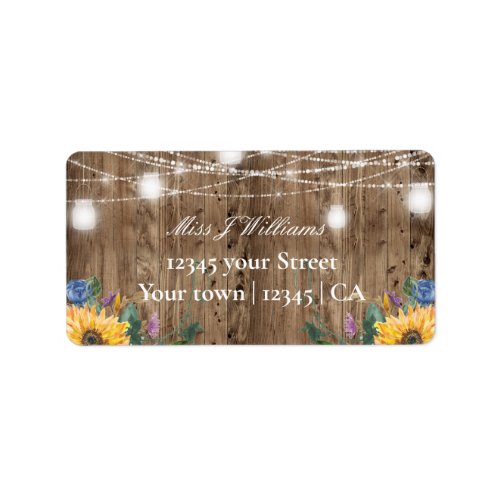 Budget Barn Wood  Sunflower Bridal Shower Address Label