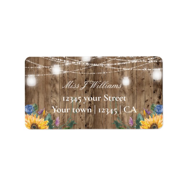 Budget Barn Wood & Sunflower Bridal Shower Address Label (Front)