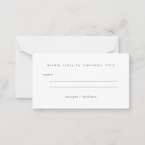 Budget Basic Minimalist Black White RSVP  Note Card