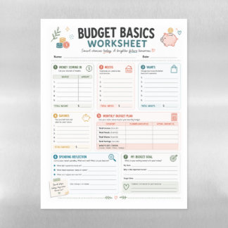 Budget Basics Worksheet Magnetic Dry Erase Sheet