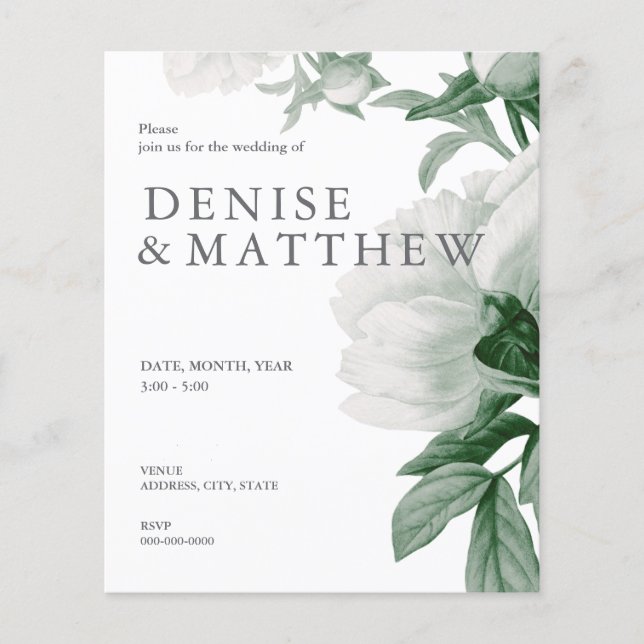 Budget Basil Colored Wedding Invitation (Front)