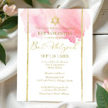 Budget Bat Mitzvah Watercolor Abstract Invitation<br><div class="desc">The "Bat Mitzvah Watercolor Abstract Invitation" is a beautiful and elegant invitation, perfect for a Bat Mitzvah celebration. This invitation features an abstract watercolor design in soft pink tones, adding a touch of sophistication and joy to the event. It is designed by CaMiDesigns. For orders, shipping, product information, and further...</div>