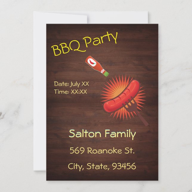 Budget BBQ Super Potluck Party Invitation (Front)