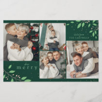 Budget Be Merry Green Botanical photo Holiday Card