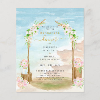 BUDGET Beach Coastal Rehearsal Dinner Invite Flyer