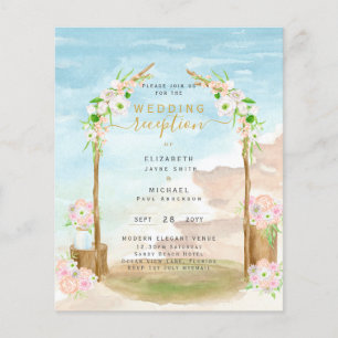 BUDGET Beach Coastal Wedding Reception Invite Flyer