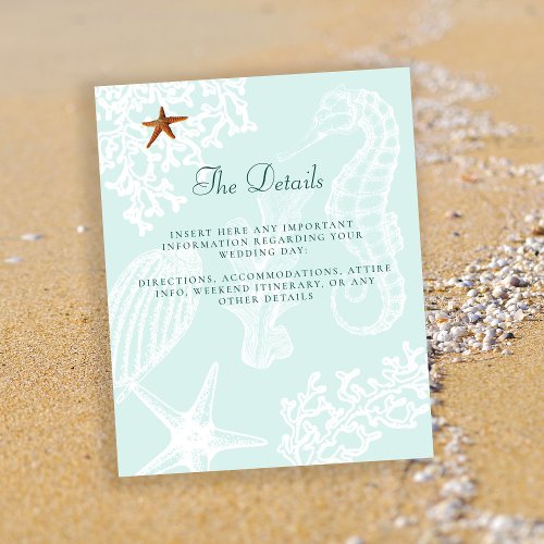 Budget beach destination wedding details insert 