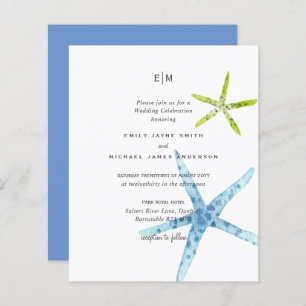 Budget Beach Life Blue Lime Wedding Invitations